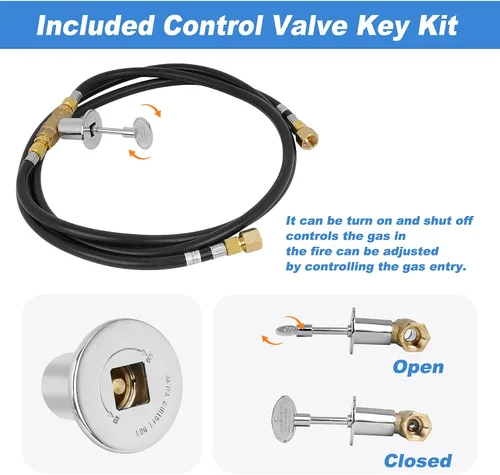 Vista 4 de Skyflame Manguera de conexión de gas natural, kit completo de instalación para fogatas NG, desde quemador hasta gas natural, incluye juego de llaves