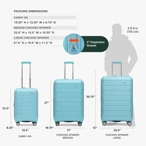 Vista 4 de Traveler's Choice Pagosa indestructible Hardshell expandible Spinner Equipaje, Azul bebé, Pagosa indestructible Hardshell expandible Spinner Equipaje