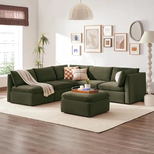Vista 24 de mopio Sofá Seccional Modular de Gran Tamaño con Fundas Completamente Extraíbles y Almacenamiento, Convertible en Forma de U, en Forma de L