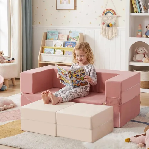 Vista 2 de Bloques de escalada para sofá de juegos para niños pequeños Rosa