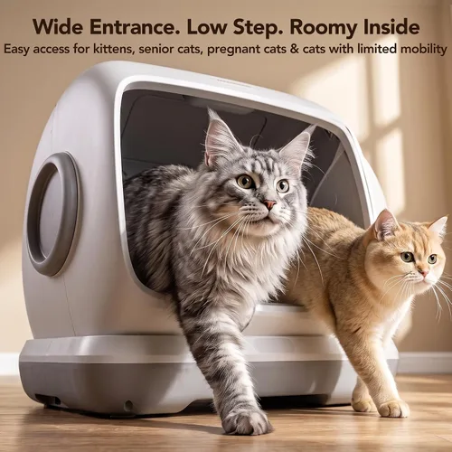 Vista 3 de Meowant Caja de arena automática, 106L de gran capacidad para varios gatos