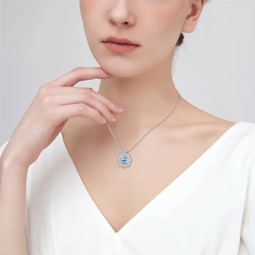 Vista 3 de 6 * 4mm Oval-Cut Birthstone Necklace for Women - 925 Sterling Silver Sunshine Pendant Birthstone Necklace for Girls Teens Mom with Lobster Design