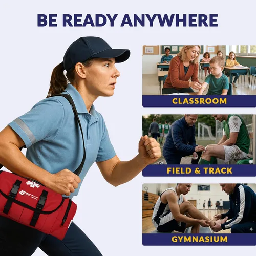 Vista 6 de MFASCO Kit completo de primeros auxilios para el aula escolar – Bolsa médica totalmente abastecida para socorristas de emergencia, incluye elementos