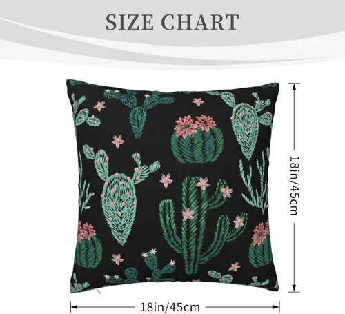 Vista 3 de Fundas de almohada de cactus lindos de 18 x 18 pulgadas, fundas de almohada decorativas de plantas verdes, fundas de almohada decorativas para sofá
