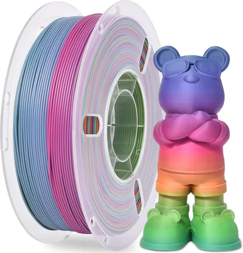 Vista 24 de Silk Rainbow 3D Printer Filament 1.75mm Multi-Color PLA Filament Fast Color Change Candy Color 3D Printing Filament, 1kg Spool Color caramelo