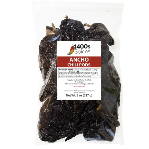 Vista 6 de Pimientos secos de chile ancho de 1 libra, pimientos mexicanos enteros, chile seco ancho por 1400s Spices