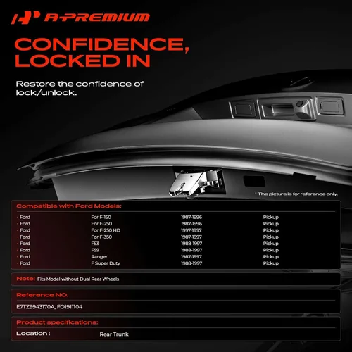Vista 2 de A-Premium Actuador de Cierre de Puerta de Maletero Trasero Compatible con Ford F-150/F-250 1987-1996, F-250 HD 1997, F-350/Ranger 1987-1997