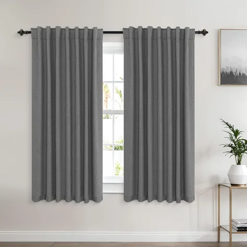 Vista 72 de KOUFALL - Cortinas de medio estilo francés de lino para ventana, juego de 2 cortinas cortas de 40 pulgadas de longitud, para privacidad, cortinas