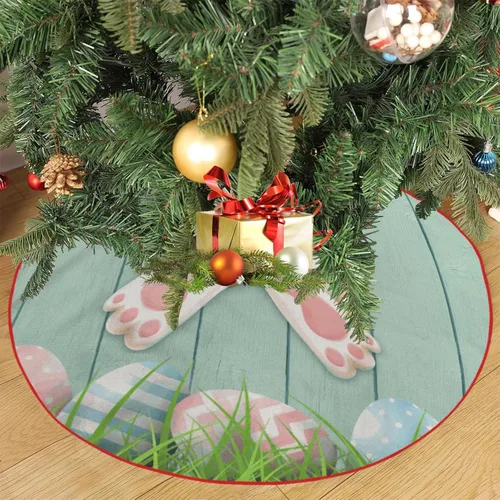 Vista 4 de Falda de árbol de Pascua, huevos de conejo de Pascua, falda de árbol de Navidad, tapete para fiestas de vacaciones, decoración de interiores
