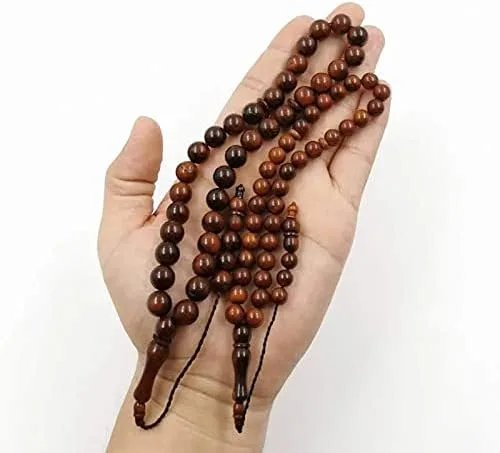 Vista 6 de Natural Wood Cook Tasbih Man's Misbaha - Cuentas de oración para hombre, 33 cuentas, 2 tamaños, rosario (0.394 in x 33 cuentas)