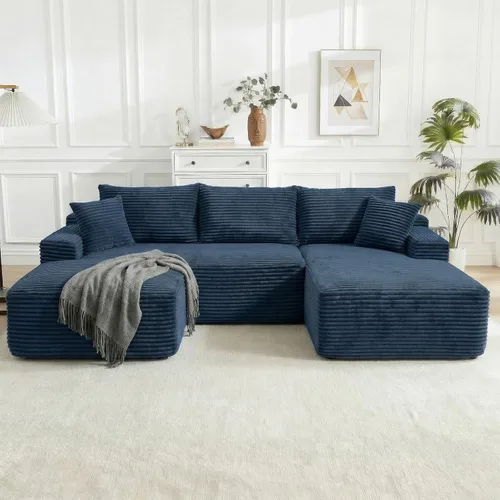 Vista 36 de Sofá modular Cloud de 108 pulgadas, moderno sofá deshuesado con otomana móvil, sofá modular de asiento profundo, sofás esquineros de pana para sala