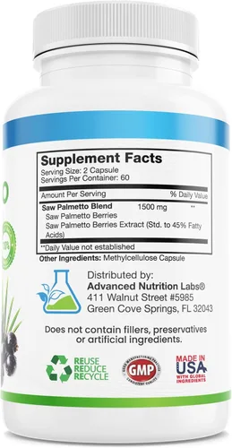 Vista 2 de Saw Palmetto serenoa ultrafuerza, 0.053 oz por día, 120 cápsulas (0.026 oz por cápsula)