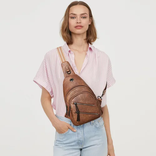 Vista 2 de Bolso bandolera de 7L para mujeres y hombres, bolsas de pecho cruzadas, mochila pequeña, riñonera, bolsa de viaje para el hombro