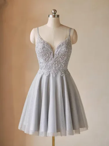 Vista 2 de Rjer - Vestidos de fiesta de graduación, vestidos cortos de tul para adolescentes, vestidos de fiesta de cóctel brillantes