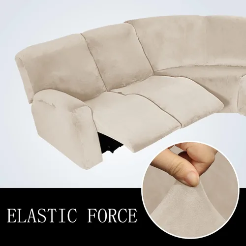Vista 3 de Funda elástica de terciopelo en forma de L para sofá esquinero, 7 piezas, fundas de sofá esquinero para sofá seccional, fundas de sofá reclinables