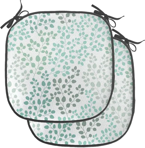 Vista 14 de Ambesonne Cojín de asiento para silla de flores, detalles florales con hojas y remolinos, estampado artístico romántico y vívido y vibrante