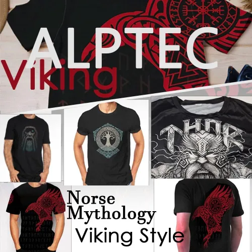 Vista 7 de Camisetas nórdicas de manga corta con estampado de lobo vikingo Odin Fenrir con estampado 3D, camisetas casuales de entrenamiento para la calle