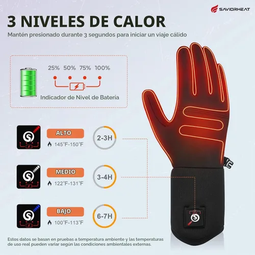 Vista 2 de SAVIOR HEAT Heated Glove Liners, Ultra-Thin Rechargeable Electric Gloves, Full Hand & Fingertip Heating, Touchscreen Compatible, Ideal for Typing