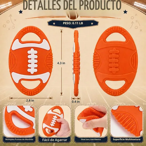Vista 2 de Juguetes para la dentición del bebé, mordedor temático de fútbol de Juguetes sensoriales para masticar, mordedor para el alivio de la dentición