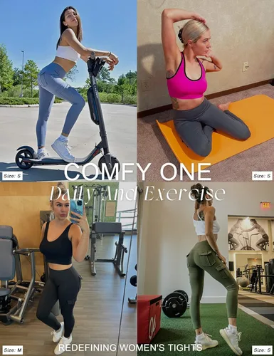 Vista 5 de COMFY ONE Leggings cargo con bolsillos para mujer, cintura alta, yoga, entrenamiento, descanso, tallas XS-2XL