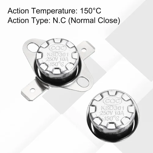 Vista 20 de uxcell KSD301 Termostato 32.0 °F/32 ° F 10 A Normalmente Cerrado N.C Ajuste Snap Disc Interruptor de temperatura para microondas, horno, cafeteras 2