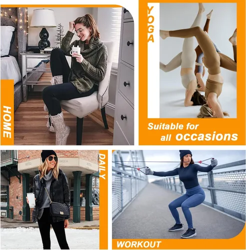 Vista 3 de MOREFEEL Leggings con forro polar con bolsillos para mujer, cintura alta, térmicas, control de abdomen, pantalones de yoga, mallas de entrenamiento