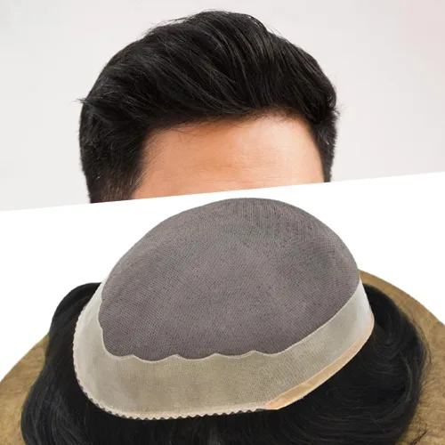 Vista 11 de Toupee - Sistema de reemplazo de cabello humano Remy europeo para hombre, tupé duradero fino mono con revestimiento de poliéster