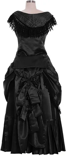Vista 4 de Disfraz victoriano para mujer, estilo vintage, victoriano, eduardiano, vestido con falda