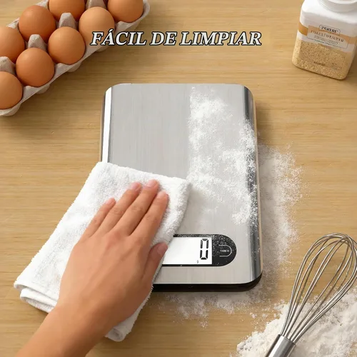 Vista 5 de Báscula digital de cocina, capacidad de 17 libras, báscula de alimentos con pantalla LCD, peso gramos y onzas para cocinar y hornear, plataforma