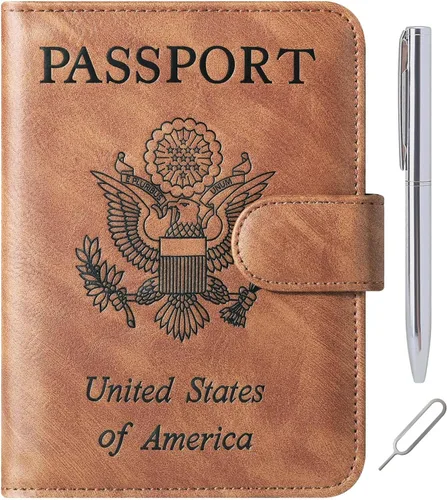 Vista 14 de LOHASLIFE Soporte para pasaporte para viajes, cartera con bloqueo RFID para 116#Negro