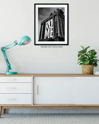 Vista 4 de Arte de pared en blanco y negro de Roma - Decoración de habitación de Italia - Destino de viaje urbano Decoración del hogar - Gran recuerdo
