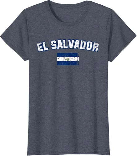 Vista 53 de EL SALVADOR Bandera Vintage Hombres Mujeres Niños Camiseta EL SALVADOR
