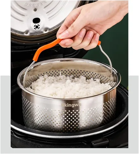 Vista 4 de Cesta de vapor para olla instantánea 18/8 de acero inoxidable colador cesta accesorios para olla a presión (2L)