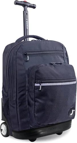 Vista 23 de J World Sundance Mochila Rodante para Laptop para Niñas y Niños. Mochila Escolar con Ruedas, Rombos negro, 20 pulgadas