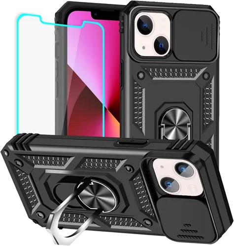 Vista 7 de HNHYGETE Funda para iPhone 12 Pro Max con protector de pantalla: [grado militar de 20 pies probada en caídas] Funda protectora para cámara Negro