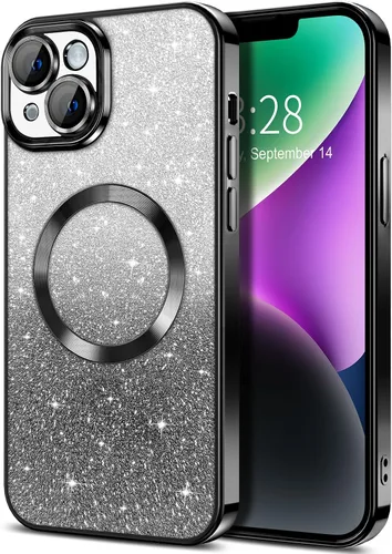 Vista 83 de Hython Funda para iPhone 13 Pro transparente con purpurina magnética [compatible con MagSafe] Protector completo de lente de cámara delgado