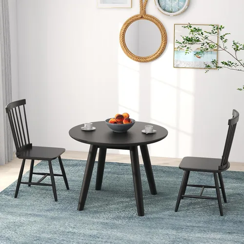 Vista 8 de GIANTEX Juego de 2 sillas de comedor de madera, sillas de comedor Windsor de madera maciza con asiento ancho, carga máxima de 400 libras, sillas