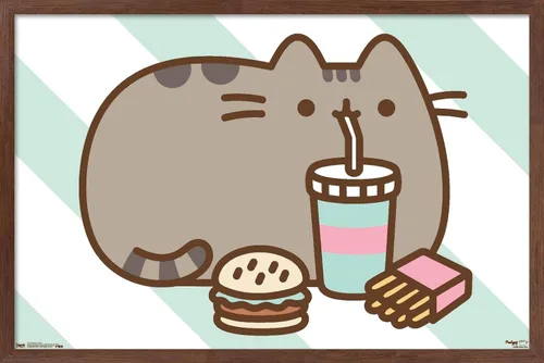 Vista 9 de Trends International Pusheen - Póster de pared de alimentos, 14.725 x 22.375 pulgadas, versión enmarcada de madera de granero
