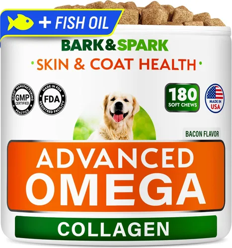 Vista 18 de BARK&SPARK Omega 3 para perros - 360 golosinas de aceite de pescado para la muda de pelo de perro, alergia cutánea, alivio de la picazón