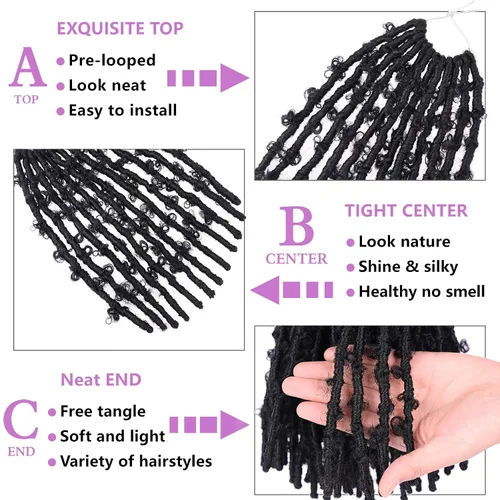 Vista 2 de ZRQ Butterfly Locs Cabello de Ganchillo Corto 6 Paquetes Negro Cabello Bob de Ganchillo 8 Pulgadas Locs Sintéticos Desordenados Desgastados Trenzas