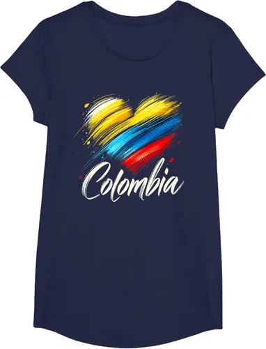Vista 26 de Camiseta de orgullo colombiano con corazón de la bandera de Colombia