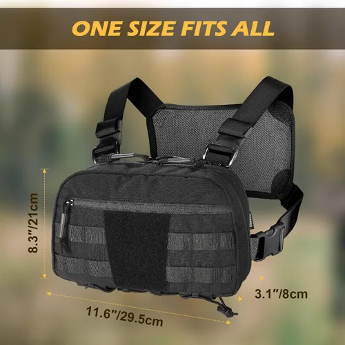 Vista 9 de Bolsa de pecho para hombre, mochila táctica para el pecho Molle con funda oculta para pistola