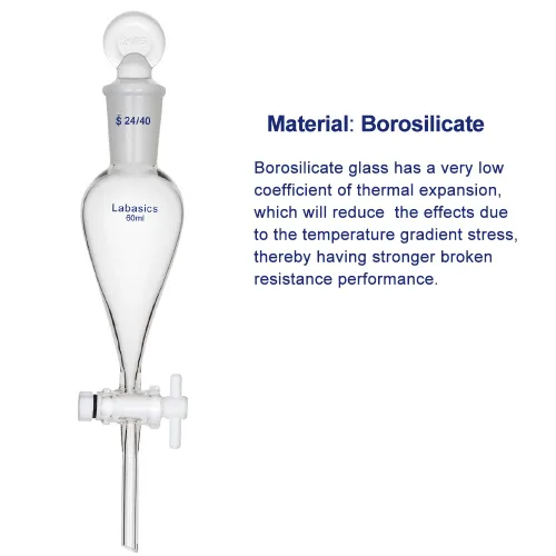 Vista 4 de Labasics Embudo separador cónico de vidrio borosilicato 2.0 fl oz con llave de paso de PTFE, 2.0 fl oz