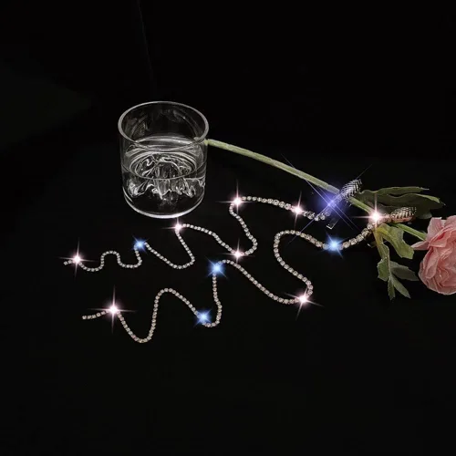 Vista 6 de 2 cadenas de pelo de serpiente con diamantes de imitación brillantes, diadema de cristal con borla larga, accesorios para el cabello, joyas, pinzas