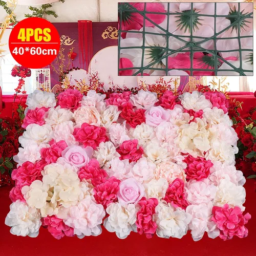 Vista 5 de Paneles de pared de flores artificiales de 16 x 24 pulgadas, tapetes de pared de flores de seda para jardín al aire libre, patio, valla, valla de 4