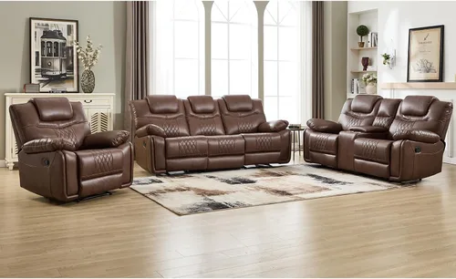 Vista 23 de EBELLO Silla reclinable manual de piel sintética, sofá reclinable con cómodos reposabrazos y respaldo, sofá individual para sala de estar