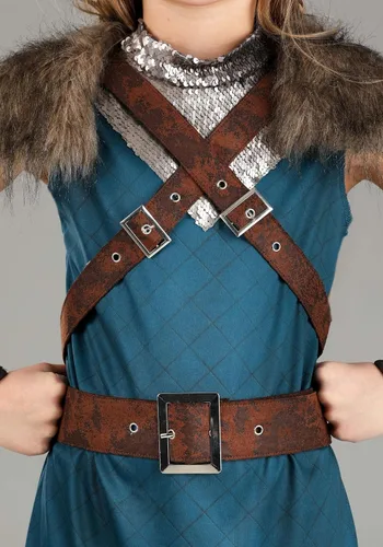 Vista 4 de Disfraz vikingo de Valhalla para niñas, para Halloween o fiesta de disfraces renacentista