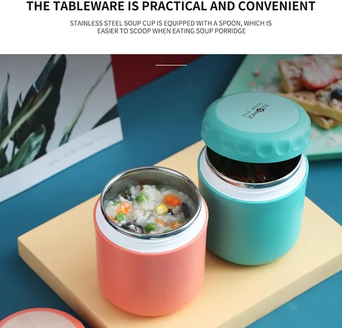 Vista 3 de Tarro de comida aislado al vacío, recipiente de sopa aislado al vacío de 20 onzas, taza de sopa térmica, lonchera de acero inoxidable para adultos