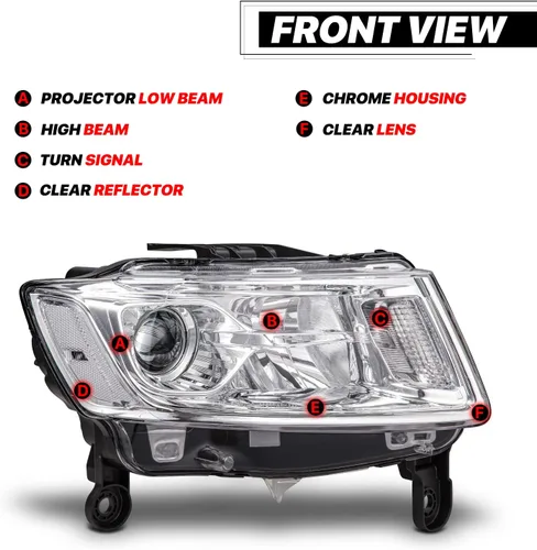 Vista 2 de M-AUTO Conjunto de faros delanteros de proyector con bombillas halógenas compatible con Jeep Grand Cherokee 14-16 Pre Facelift, faros estilo OE