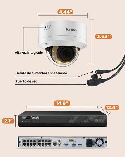 Vista 8 de Sistema de cámara de seguridad de 16 canales 4K con disco duro de 4 TB, PD54Y1216-8M